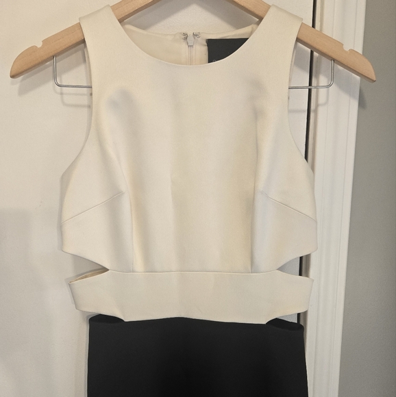 Cynthia Rowley Juxtaposed Satin Dress Size 0 Black & White - Picture 5 of 11